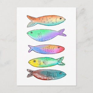 1 Fisch 2 Fische Postkarte