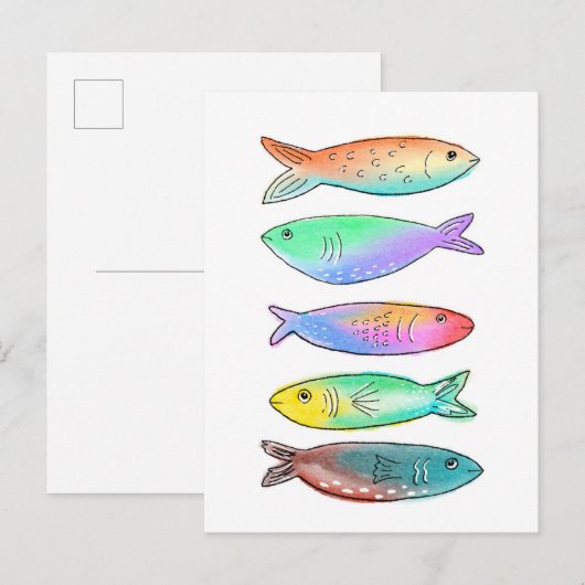 1 Fisch 2 Fische Postkarte (Vorne/Hinten)