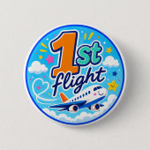 1. Flug farbiges Flugzeug Souvenir Button (Vorderseite)