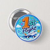 1. Flug farbiges Flugzeug Souvenir Button (Vorne & Hinten)