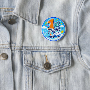 1. Flug farbiges Flugzeug Souvenir Button