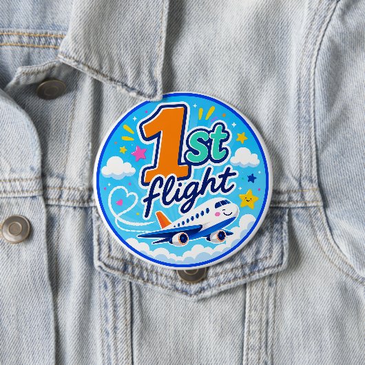1. Flug farbiges Flugzeug Souvenir Button (Beispiel)