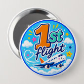 1. Flug farbiges Flugzeug Souvenir Button (Vorne & Hinten)