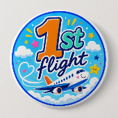 1. Flug farbiges Flugzeug Souvenir Button (Vorderseite)
