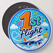 1. Flug farbiges Flugzeug Souvenir Button (Vorne & Hinten)