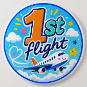 1. Flug farbiges Flugzeug Souvenir Button (Vorderseite)