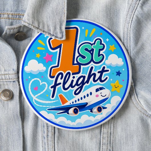 1. Flug farbiges Flugzeug Souvenir Button (Beispiel)