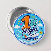 1. Flug farbiges Flugzeug Souvenir Button (Vorne & Hinten)