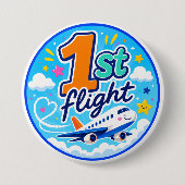 1. Flug farbiges Flugzeug Souvenir Button (Vorderseite)