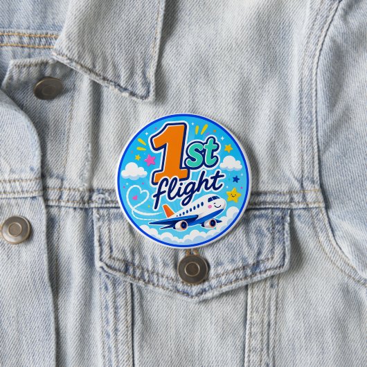 1. Flug farbiges Flugzeug Souvenir Button (Beispiel)