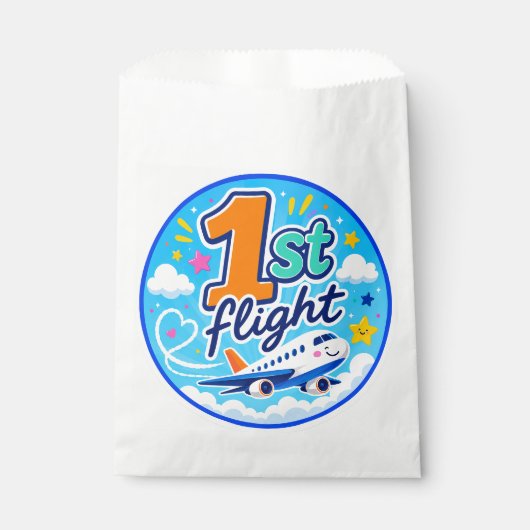 1. Flug farbiges Flugzeug Souvenir Geschenktütchen (Vorderseite)