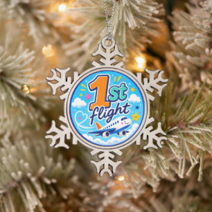 1. Flug farbiges Flugzeug Souvenir Schneeflocken Zinn-Ornament