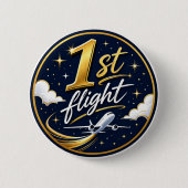 1. Flug Flugzeug Button (Vorderseite)