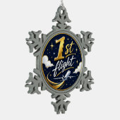 1. Flug Flugzeug Schneeflocken Zinn-Ornament (Links)
