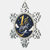 1. Flug Flugzeug Schneeflocken Zinn-Ornament (Rechts)