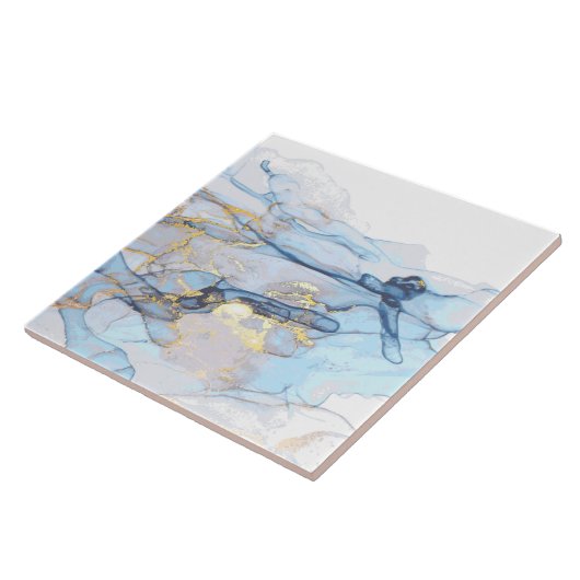 (1)Flüssige, ozeanblaue und goldfarbene Marmorstru Fliese (Seite)