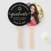 1 Foto Abschluss Black Gold Script Harzen Cap Fächer (Vorne und Hinten)