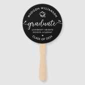 1 Foto Abschluss Black Modern Script Hearts Cap Fächer (Vorderseite)