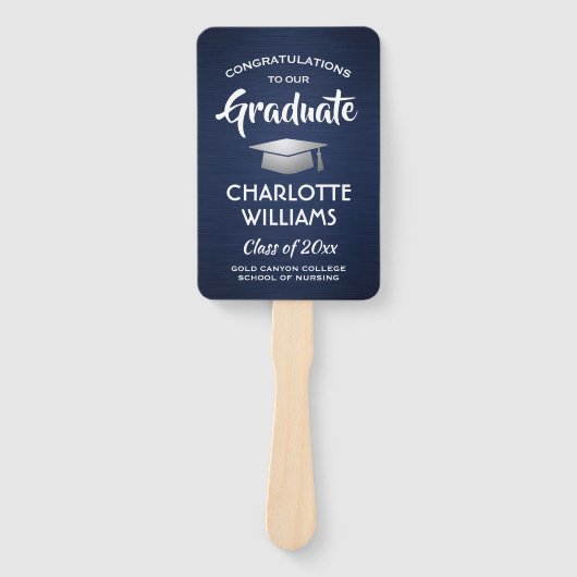 1 Foto Abschluss Brushed Navy Blue White Silver Fächer (Vorderseite)