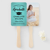 1 Foto Abschluss Elegant gebürstet Aquamarin Blau  Fächer (Vorne und Hinten)