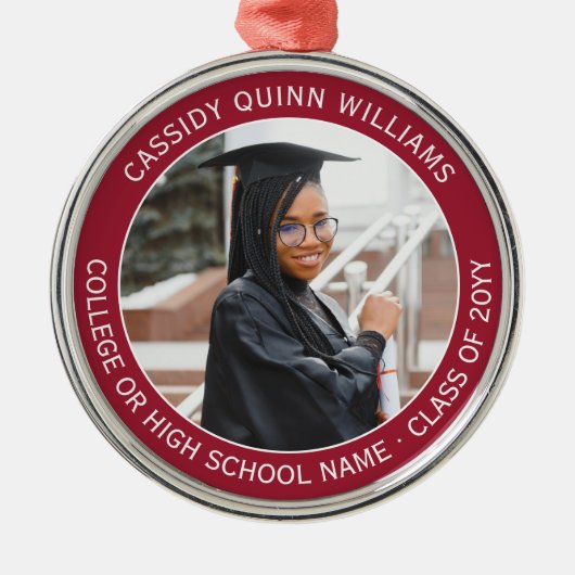 1 Foto Abschluss Elegant Modernes Rot und Weiß Ornament Aus Metall (Vorne)