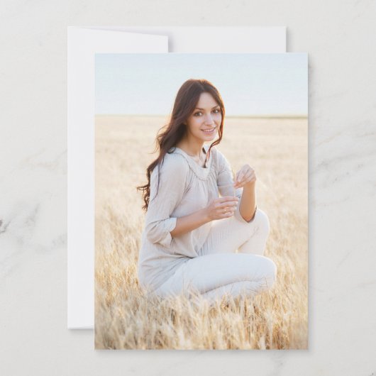 1 Foto Abschluss Elegante Moderne Schwarz und Gold Save The Date (Rückseite)