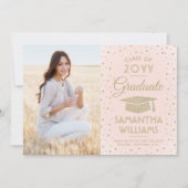 1 Foto Abschluss Moderner Rosa Glitzer Einladung (Vorderseite)