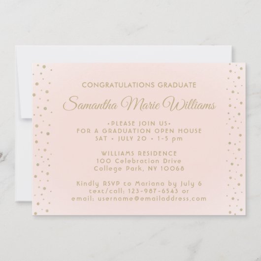 1 Foto Abschluss Moderner Rosa Glitzer Einladung (Rückseite)