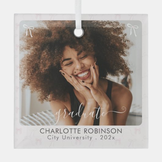 1 Foto Abschluss Rosa Bug Hintergrund Ornament Aus Glas (Vorderseite)