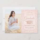 1 Foto Abschluss Rosa und Rose Gold Glitzer Einladung (Vorderseite)