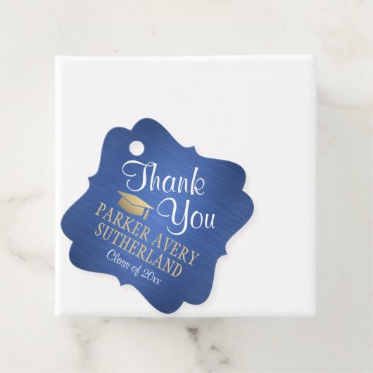 1 Foto Abschluss Vielen Dank Blue Gold White Extra Geschenkanhänger (Beispiel)