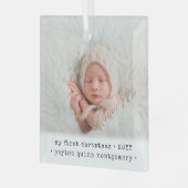 1 Foto Baby's 1. Weihnachten Moderner Minimal Plat Ornament Aus Glas (Vorderseite links)