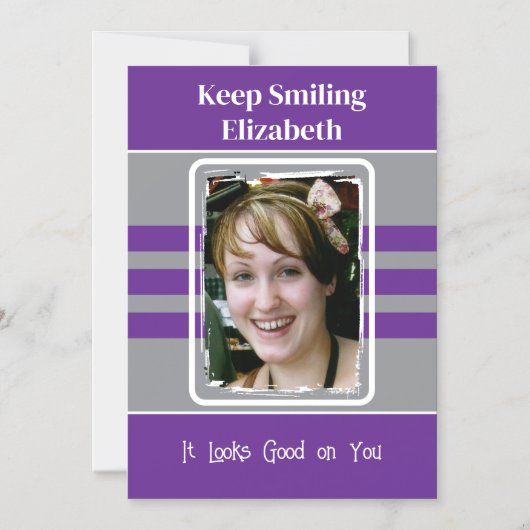 1 Foto behalte lächelnd lila Magnetkarte Magneteinladung (Vorderseite)