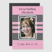 1 Foto behielt eine rosa Magnetkarte mit Lächeln Magneteinladung (Vorne/Hinten)