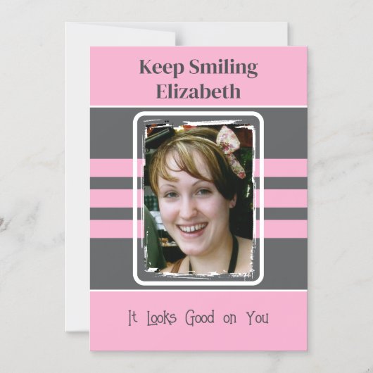 1 Foto behielt eine rosa Magnetkarte mit Lächeln Magneteinladung (Vorderseite)