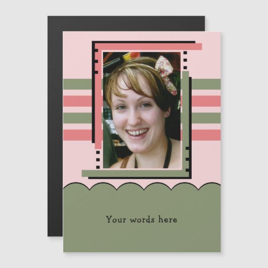 1 Foto benutzerdefinierte, grün rosa Magnetkarte Magneteinladung (Vorne/Hinten)