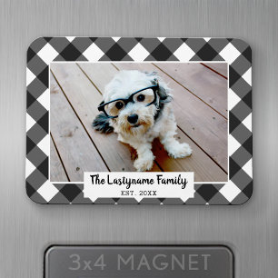 1 Foto Collage Familienname - Buffalo Karo Black Magnet