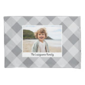 1 Foto Collage Familienname - Buffalo Karo Grau Kissenbezug (Vorderseite)