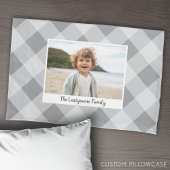 1 Foto Collage Familienname - Buffalo Karo Grau Kissenbezug