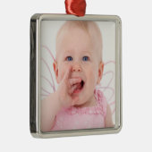 1. Foto des Babys Weihnachts Silbernes Ornament (Rechts)