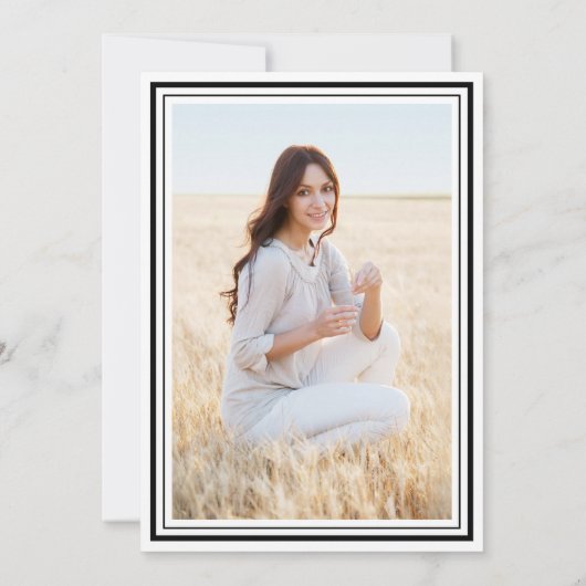 1 Foto Einfach Eleganter Schwarz-Weiß-Abschluss Einladung (Rückseite)