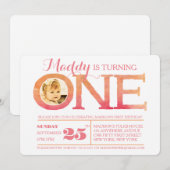 1. Foto-Einladung Geburtstag Ombre Einladung (Vorne/Hinten)