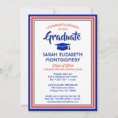 1 Foto Elegante Glückwünsche Orange & Blue Abschlu Einladung (Vorderseite)