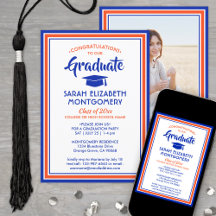 1 Foto Elegante Glückwünsche Orange & Blue Abschlu