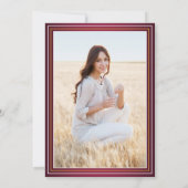 1 Foto Elegante Maroon Rotes Gold Gelber Abschluss Einladung (Rückseite)