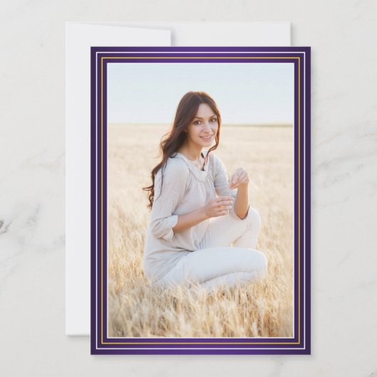 1 Foto Eleganter Lila Gelber Abschluss Einladung (Rückseite)