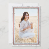 1 Foto Eleganter Marmor & Rosa Rose Gold Abschluss Einladung (Rückseite)