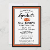 1 Foto Eleganter orangefarbener Abschluss Einladung (Vorderseite)