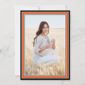 1 Foto Eleganter orangefarbener Abschluss Einladung (Rückseite)