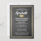 1 Foto Elegantes Black Chalkboard & Gold Abschluss Einladung (Vorderseite)